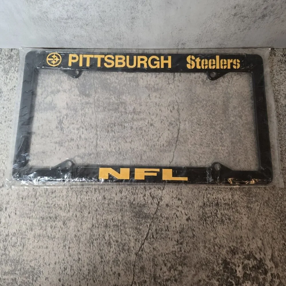 Pittsburgh Steelers Authentic Metal BLACK License Plate Frame Auto Truck Car NWT